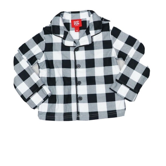 Family PJs Kids 2 Pajama Tops Checkered + Better Together Black/White/Gry XS 4-5 - Picture 2 of 3